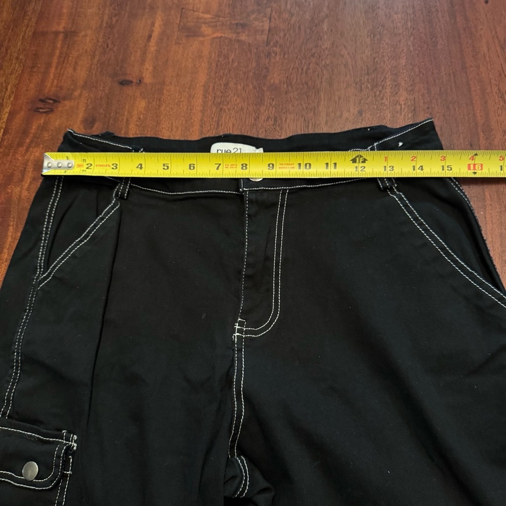 Rue21 Black Cargo Pants with White Stitching - Picture 2 of 6